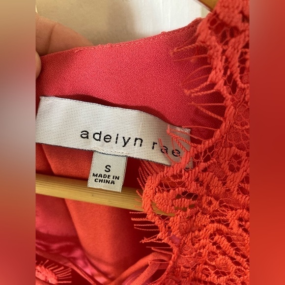 ADELYN Rae fit and flare sleeveless coral pink lace lined tie front dress Small - Picture 3 of 14